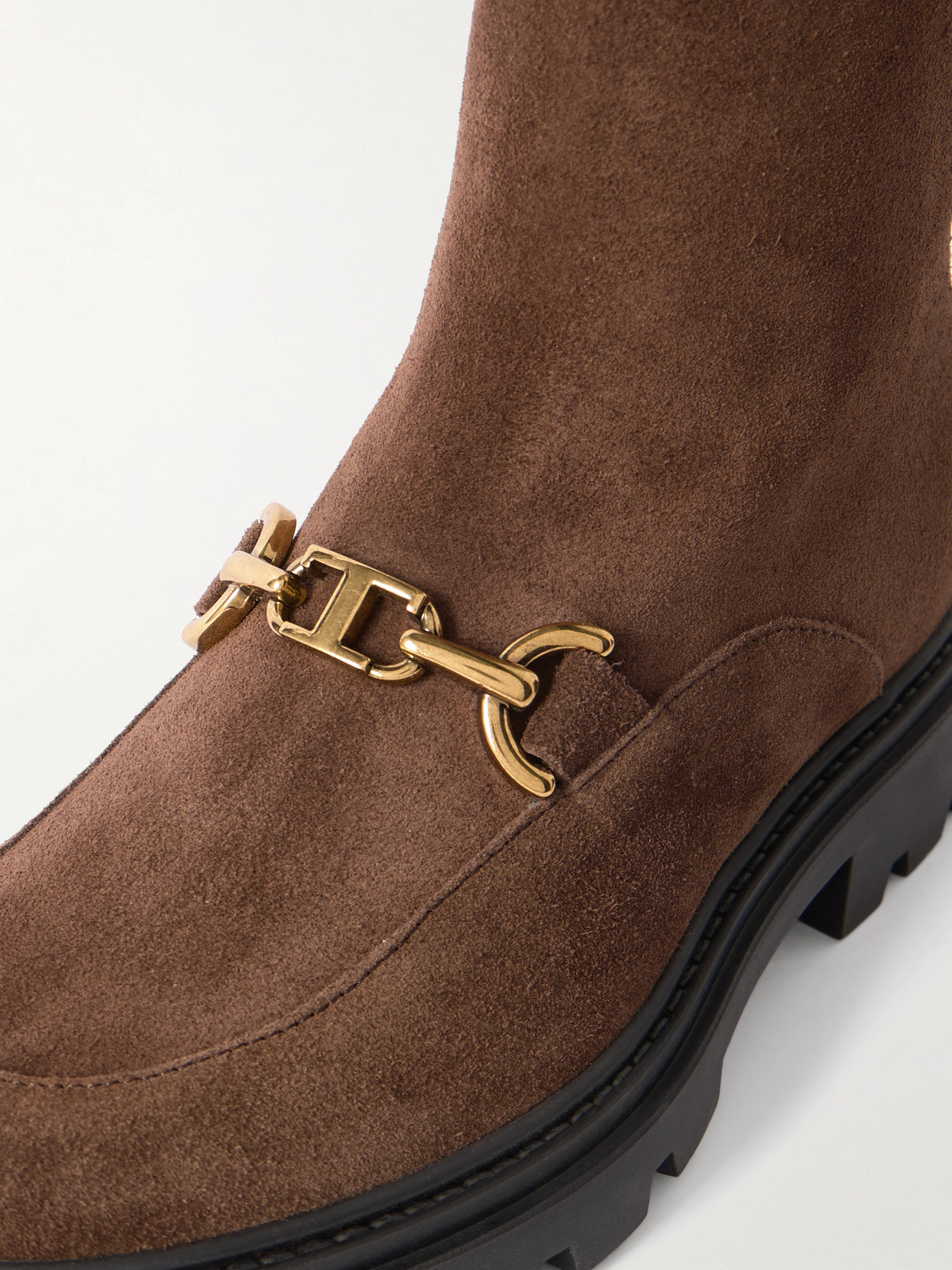 Tod's Logo-plaque Suede Ankle Boots In Brown