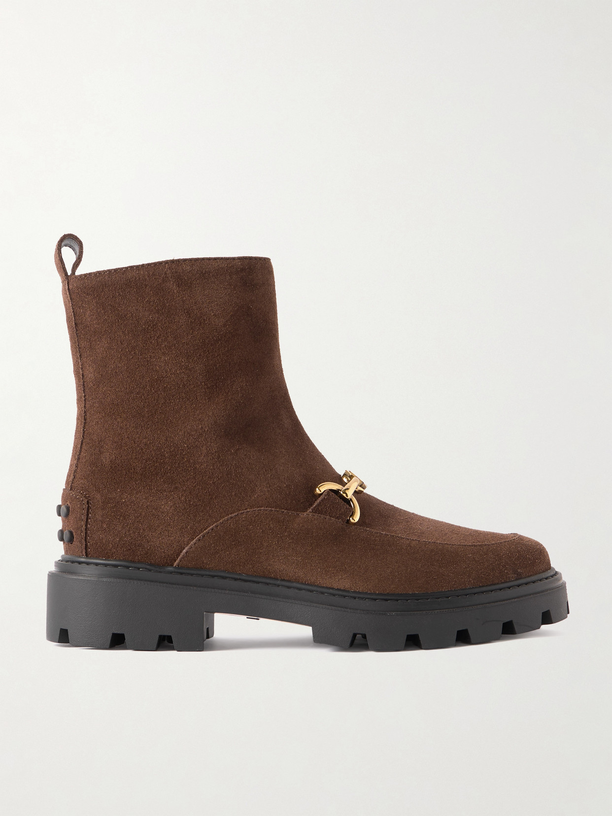 Tod's - Gomma Pesante Embellished Suede Ankle Boots - Brown