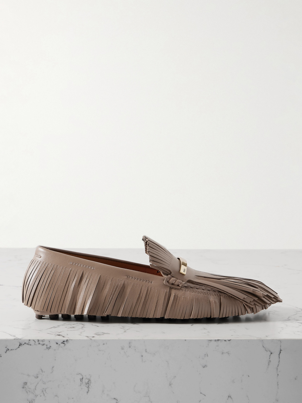 Tod's - Gommino Fringed Leather Loafers - Brown