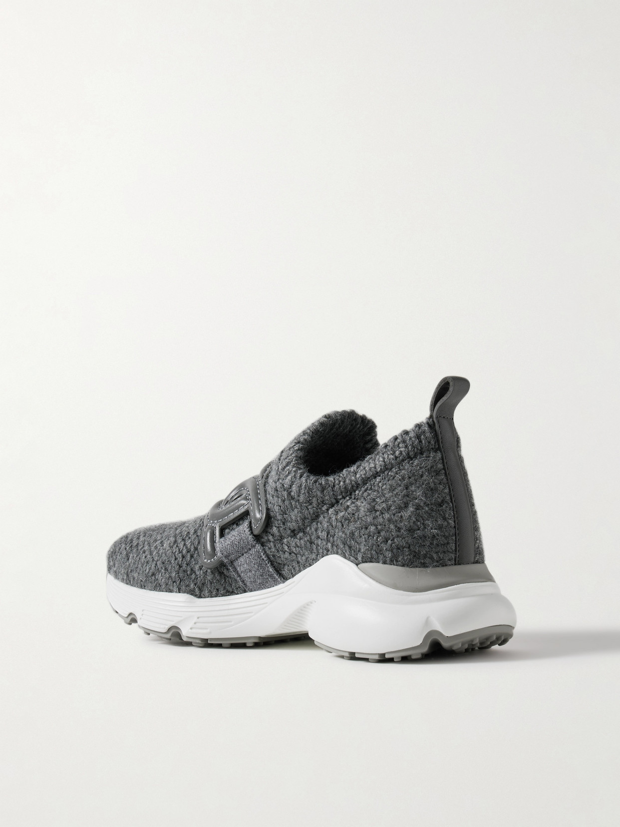 Tod's Kate Rubber-trimmed Wool-blend Slip-on Sneakers In Gray