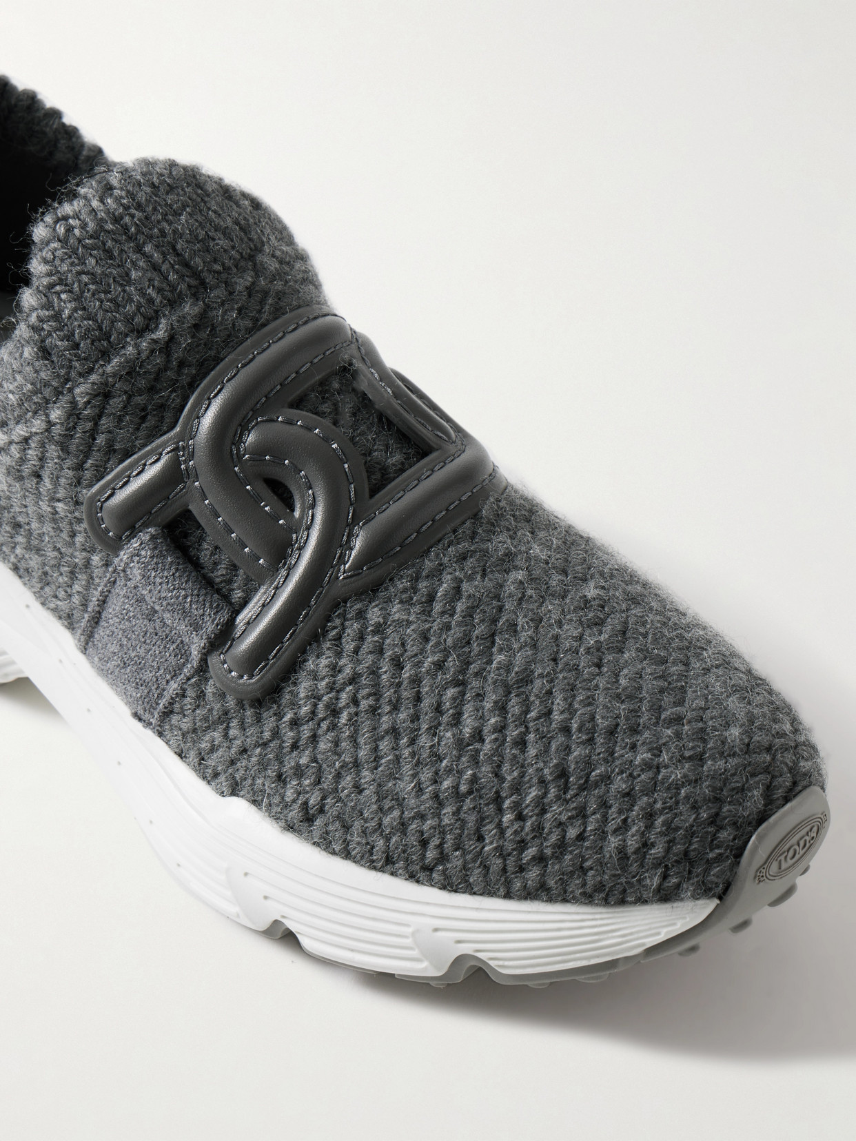 Tod's Kate Rubber-trimmed Wool-blend Slip-on Sneakers In Gray