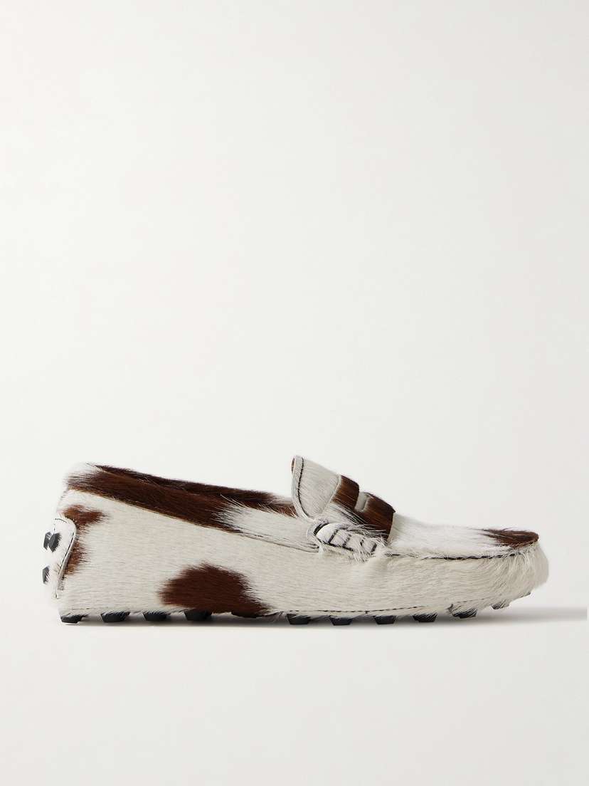 Tod's Gommino Macro Printed Calf Hair Loafers