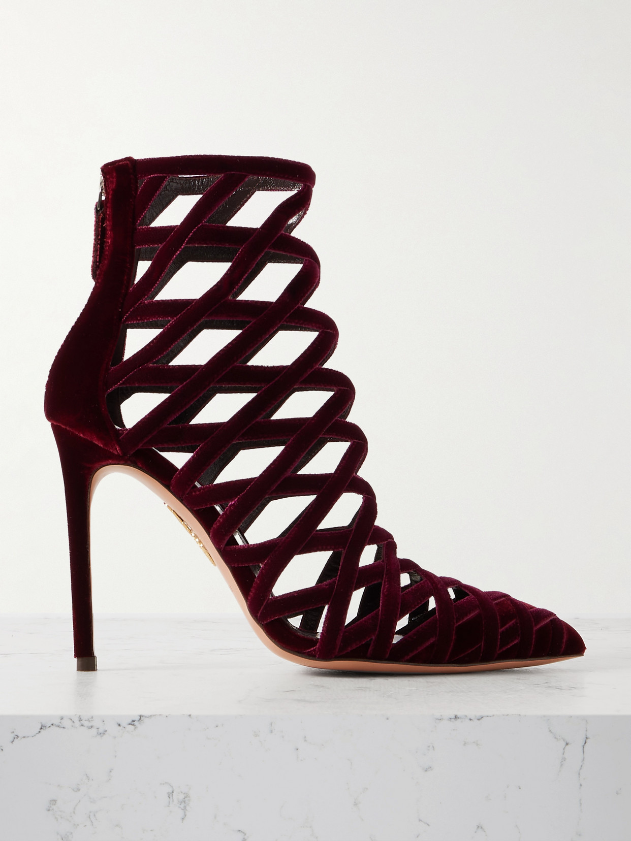 Aquazzura - Romance Velvet Ankle Boots - Burgundy