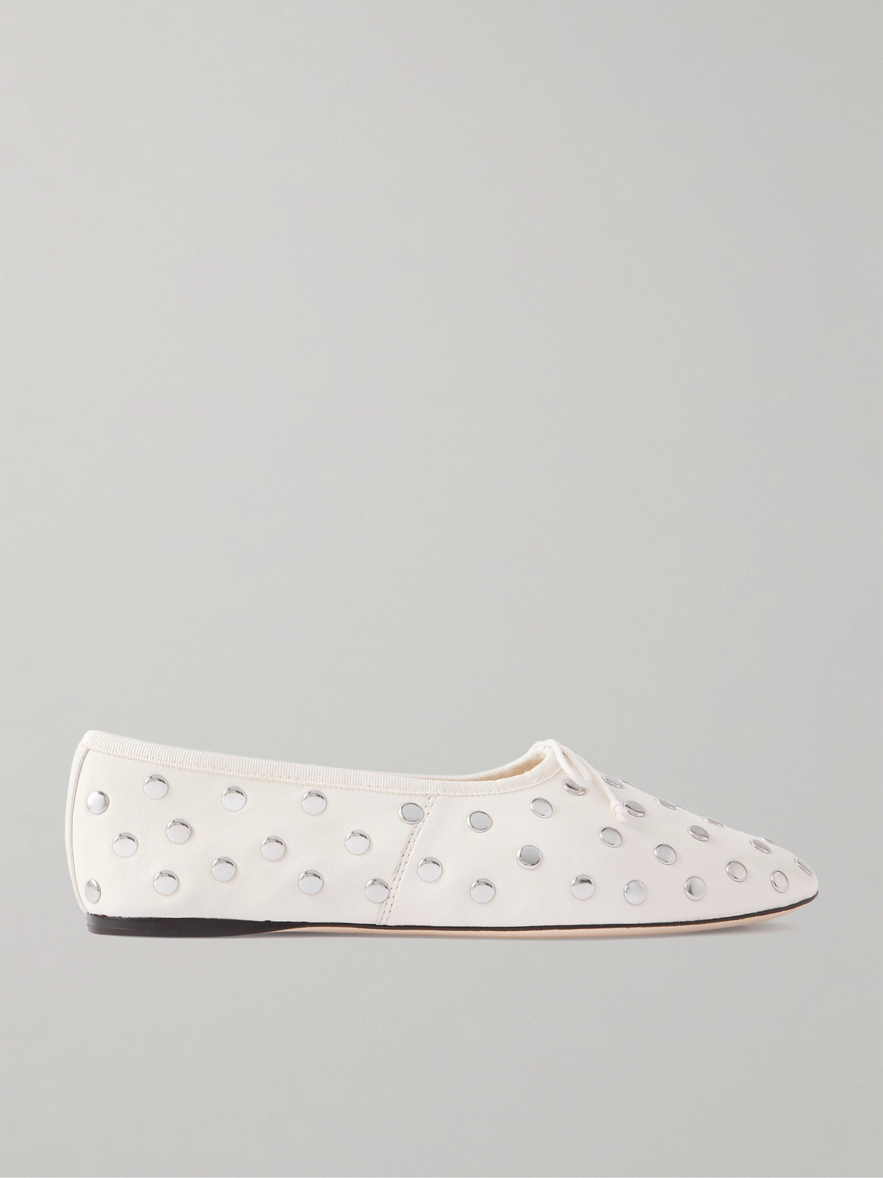 Loeffler Randall Landon Studded Leather Ballet Flats In Ecru