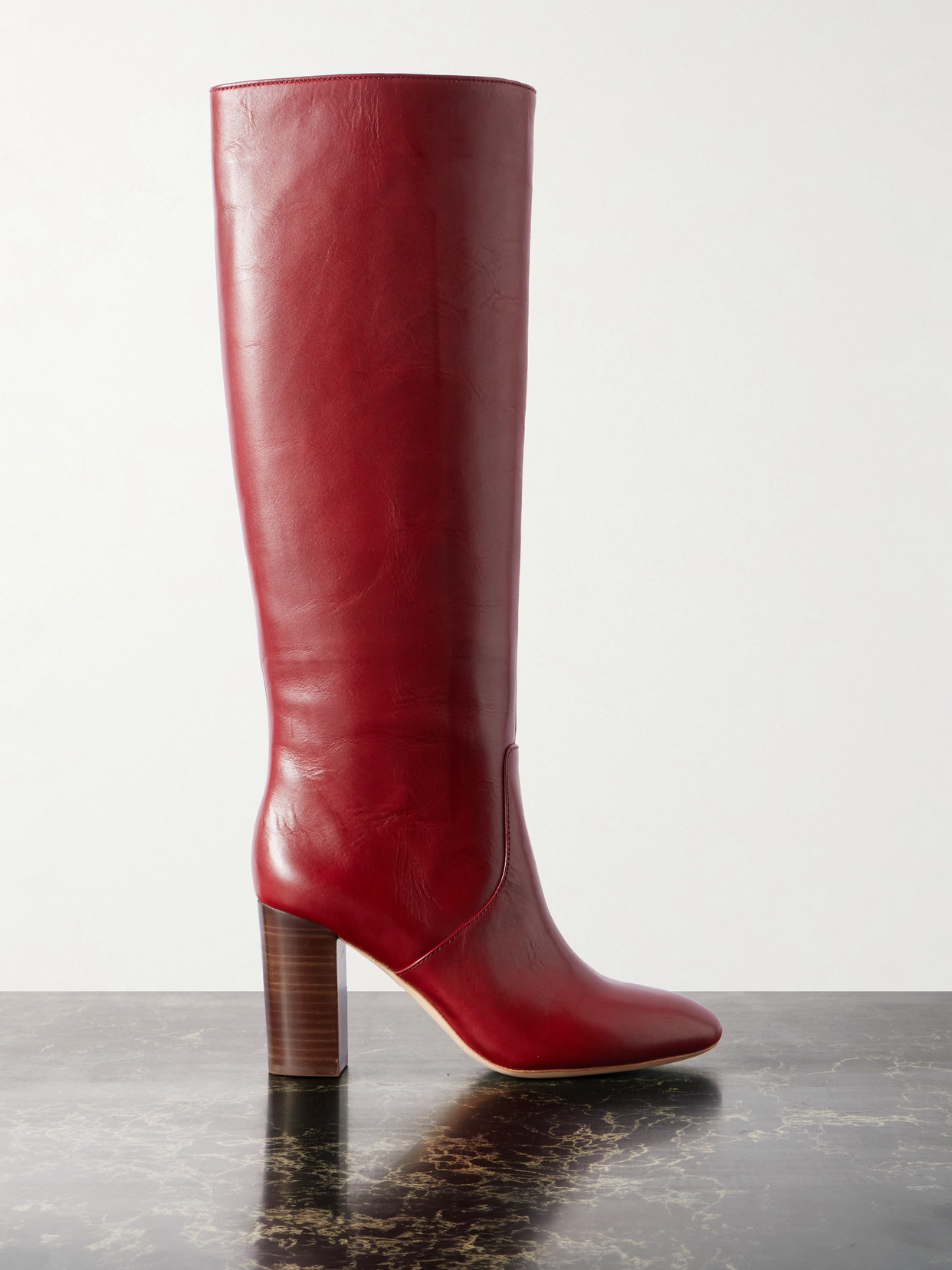 Loeffler Randall Goldy Tall Leather Boots In Red