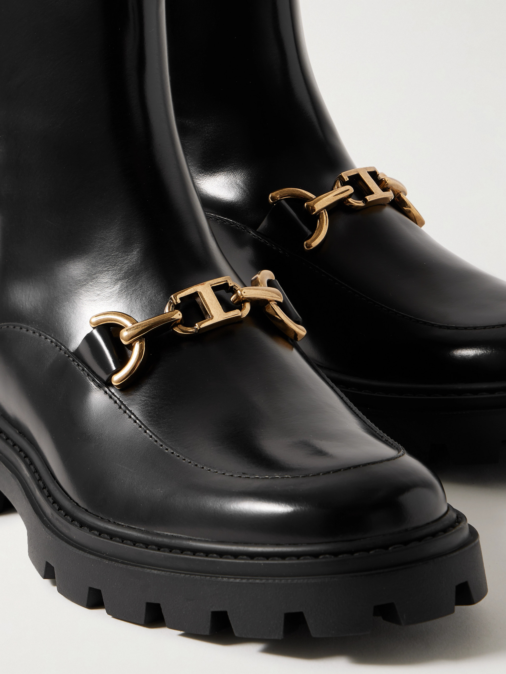 Tod's Gomma Pesante embellished glossed-leather ankle boots thumbnail