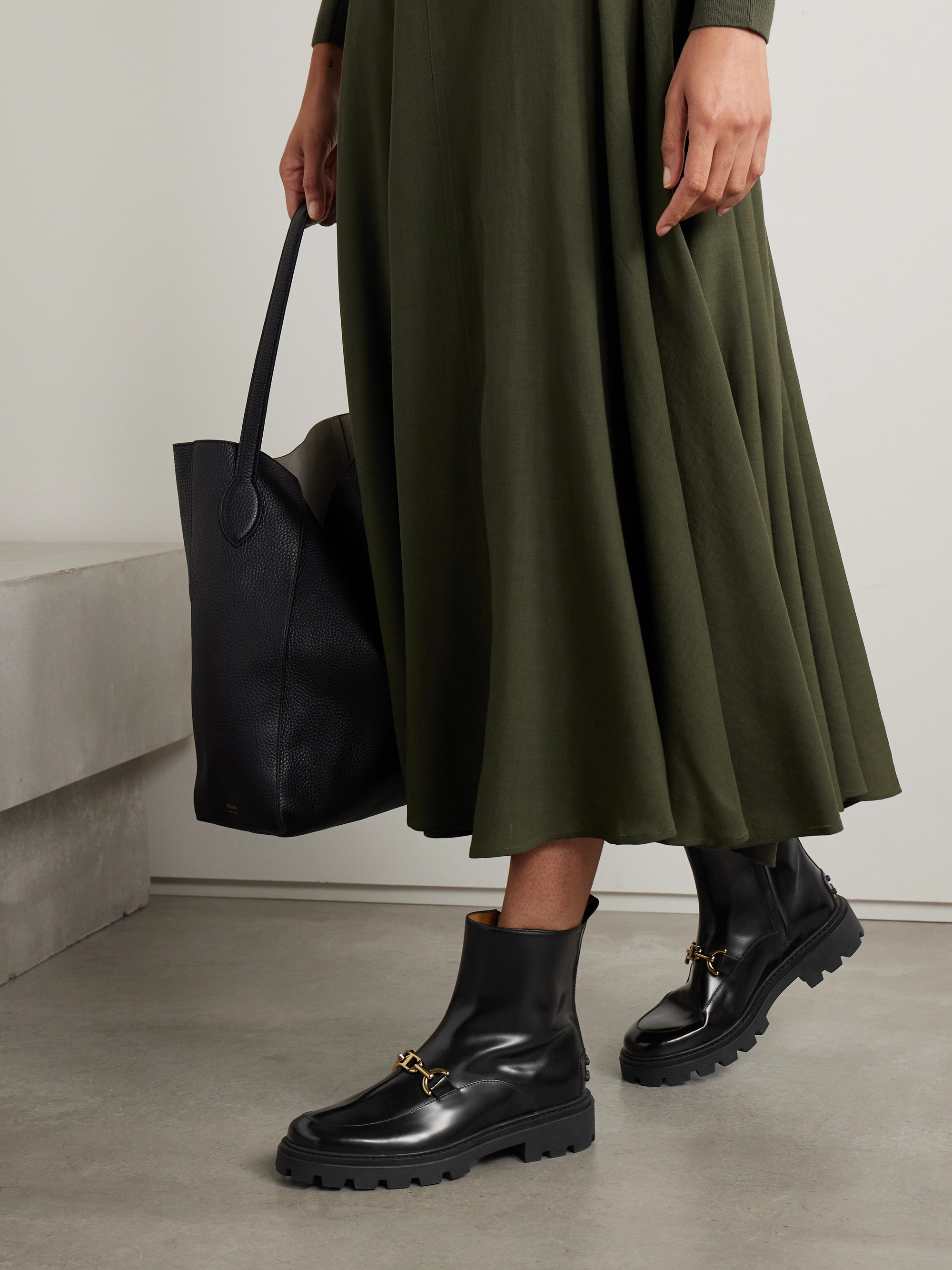 Tod's Gomma Pesante embellished glossed-leather ankle boots thumbnail