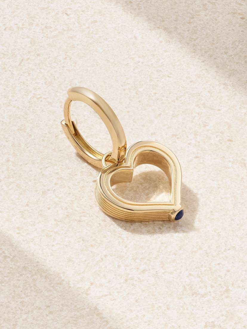 Marie Lichtenberg Heart Baby 18-karat Gold Sapphire Single Hoop Earring