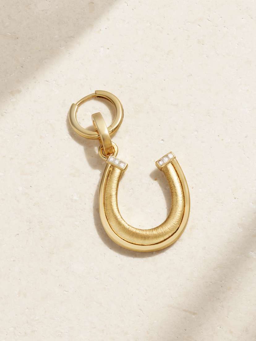 Marie Lichtenberg Horseshoe Convertible 18-karat Gold Diamond Single Hoop Earring