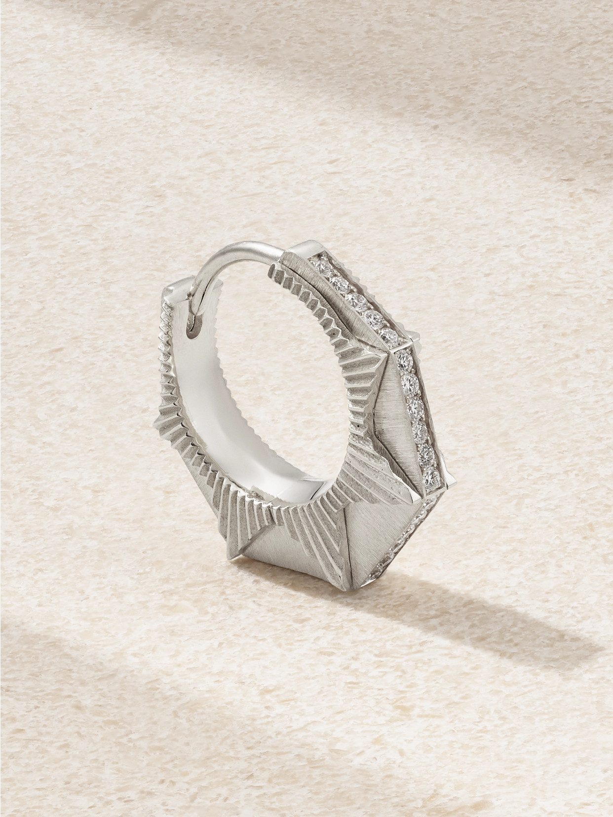 Marie Lichtenberg - Nyc 18-karat White Gold Diamond Single Hoop Earring - Silver