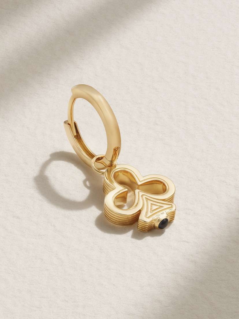 Marie Lichtenberg Clover Baby Convertible 18-karat Gold Sapphire Single Hoop Earring