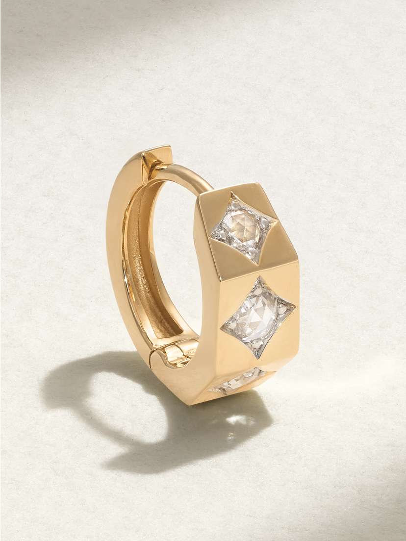 Marie Lichtenberg Ecrou Petite 18-karat Gold Diamond Single Hoop Earring