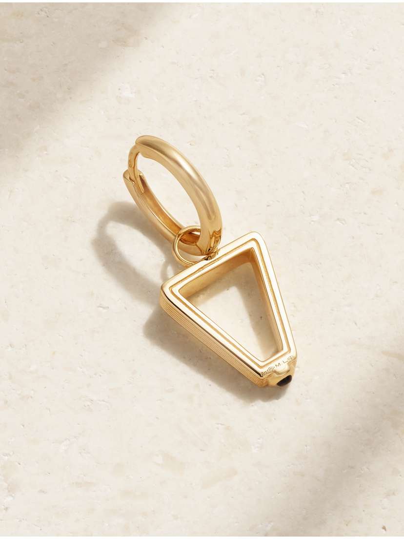 Marie Lichtenberg Triangle Baby 18-karat Gold Sapphire Single Hoop Earring