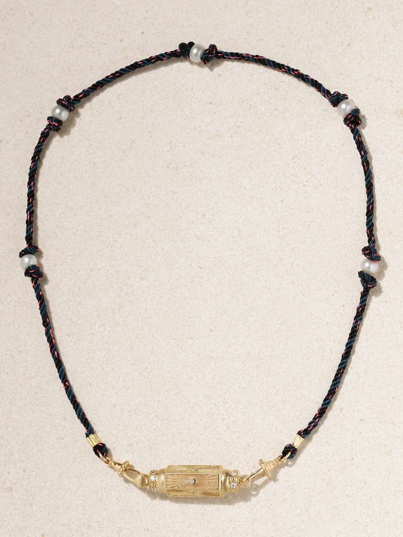 Marie Lichtenberg Baby Locket 14-karat Gold, Pearl And Diamond Necklace