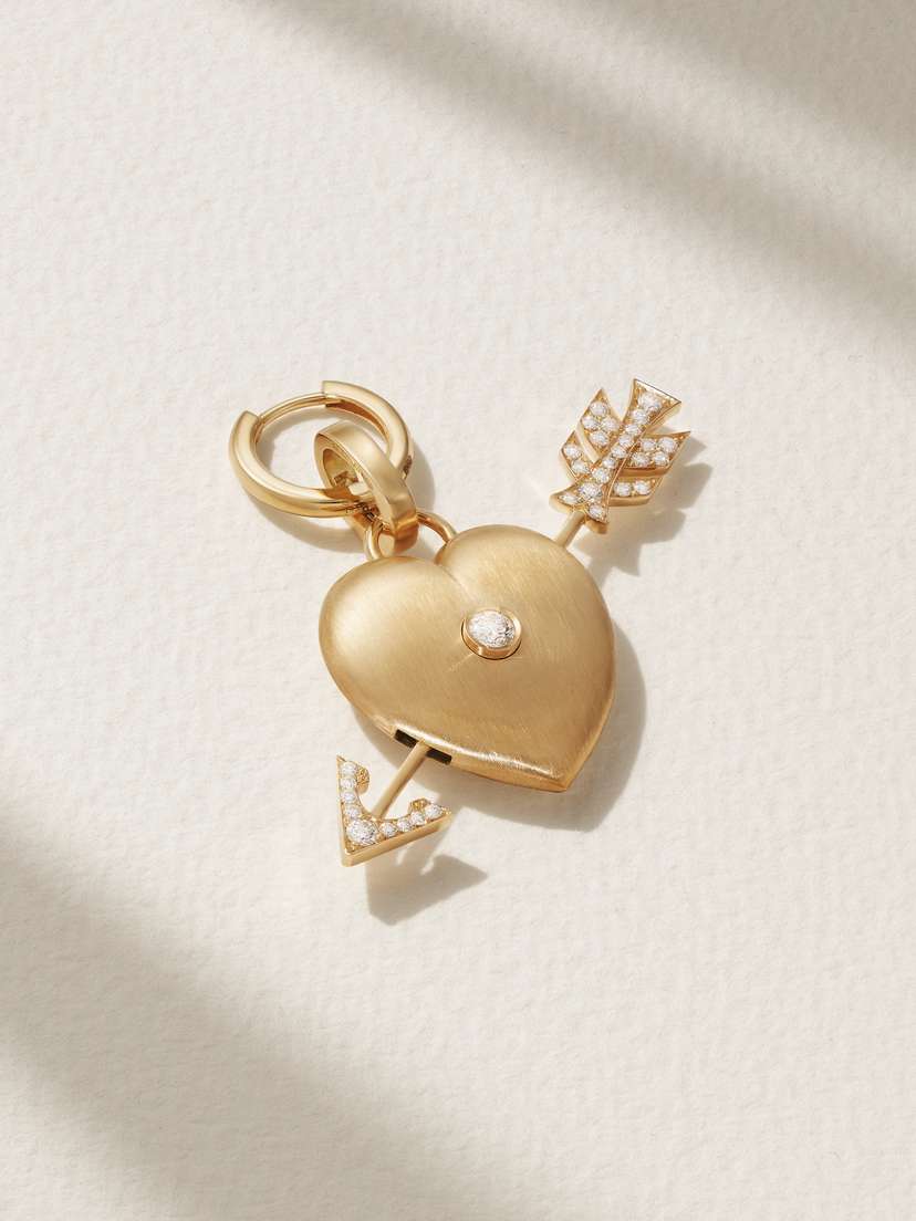 Marie Lichtenberg Cœur Percé Convertible 18-karat Gold Diamond Single Hoop Earring