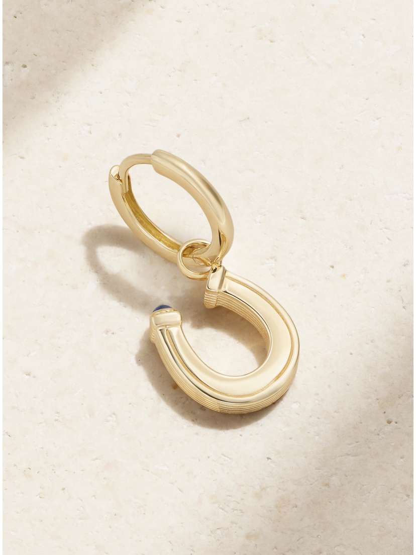 Marie Lichtenberg Horseshoe Baby 18-karat Gold Sapphire Single Hoop Earring