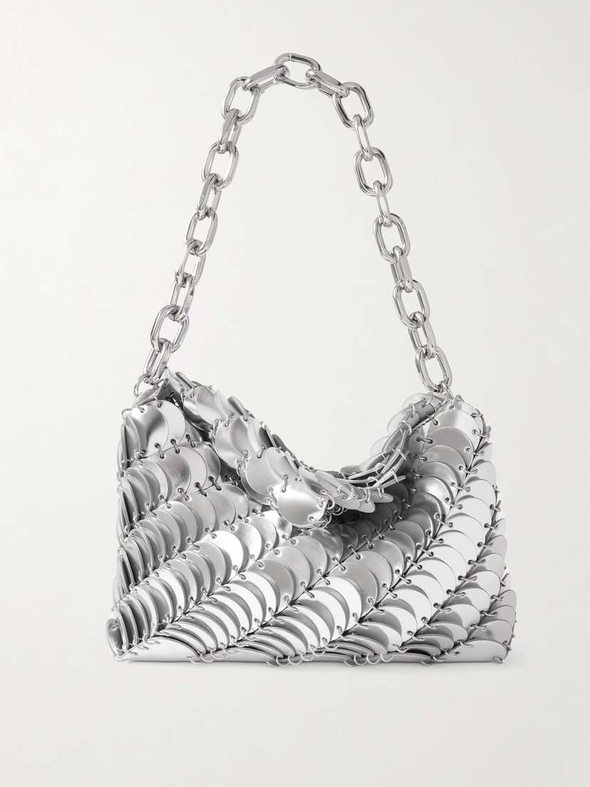 Rabanne Embellished Metallic Leather Shoulder Bag