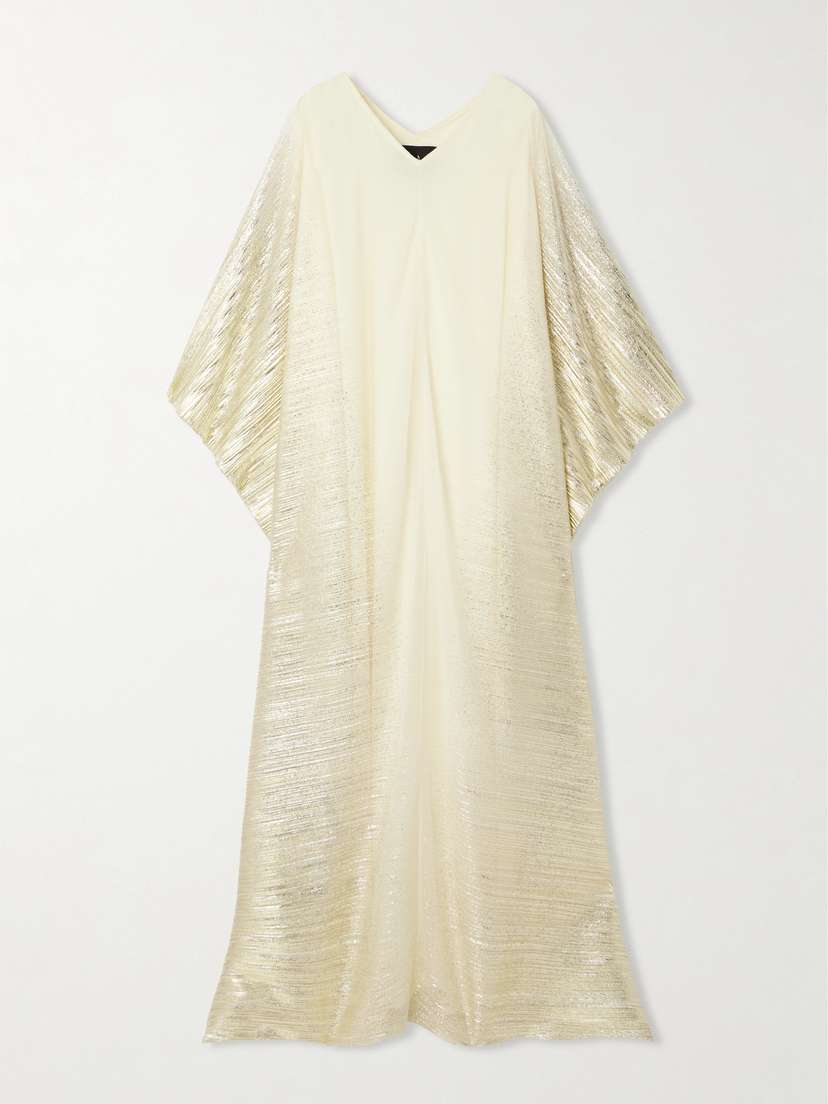 Dima Ayad Metallic Plissé-tulle Maxi Dress