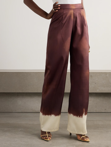 Dima Ayad Tie-dyed satin-twill wide-leg pants