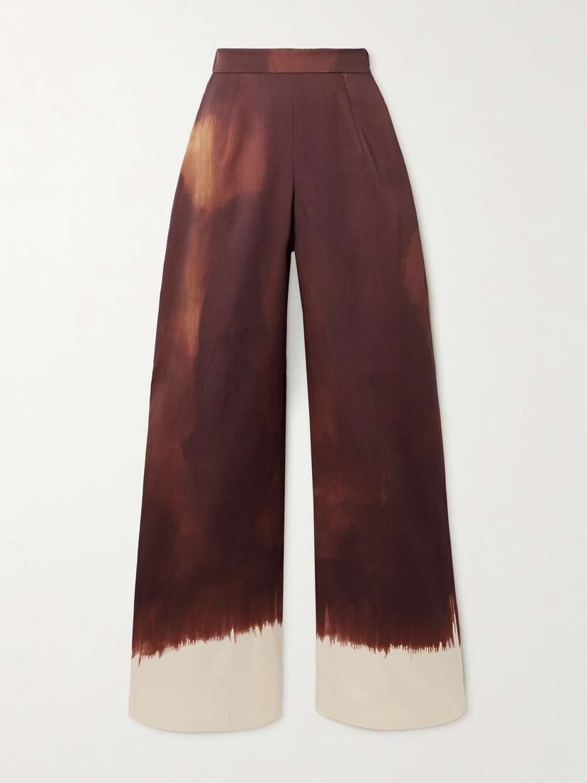 Dima Ayad Tie-dyed Satin-twill Wide-leg Pants