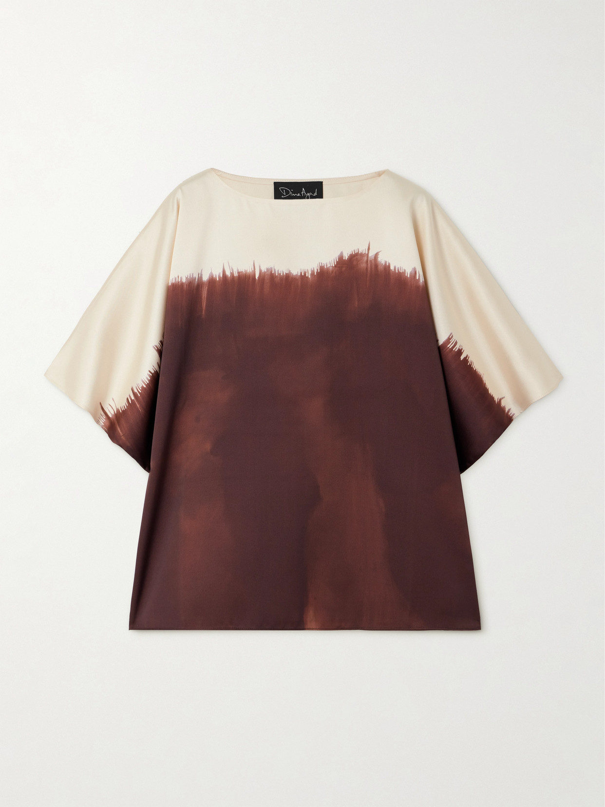 Dima Ayad Tie-dyed Satin-twill Tunic In Brown