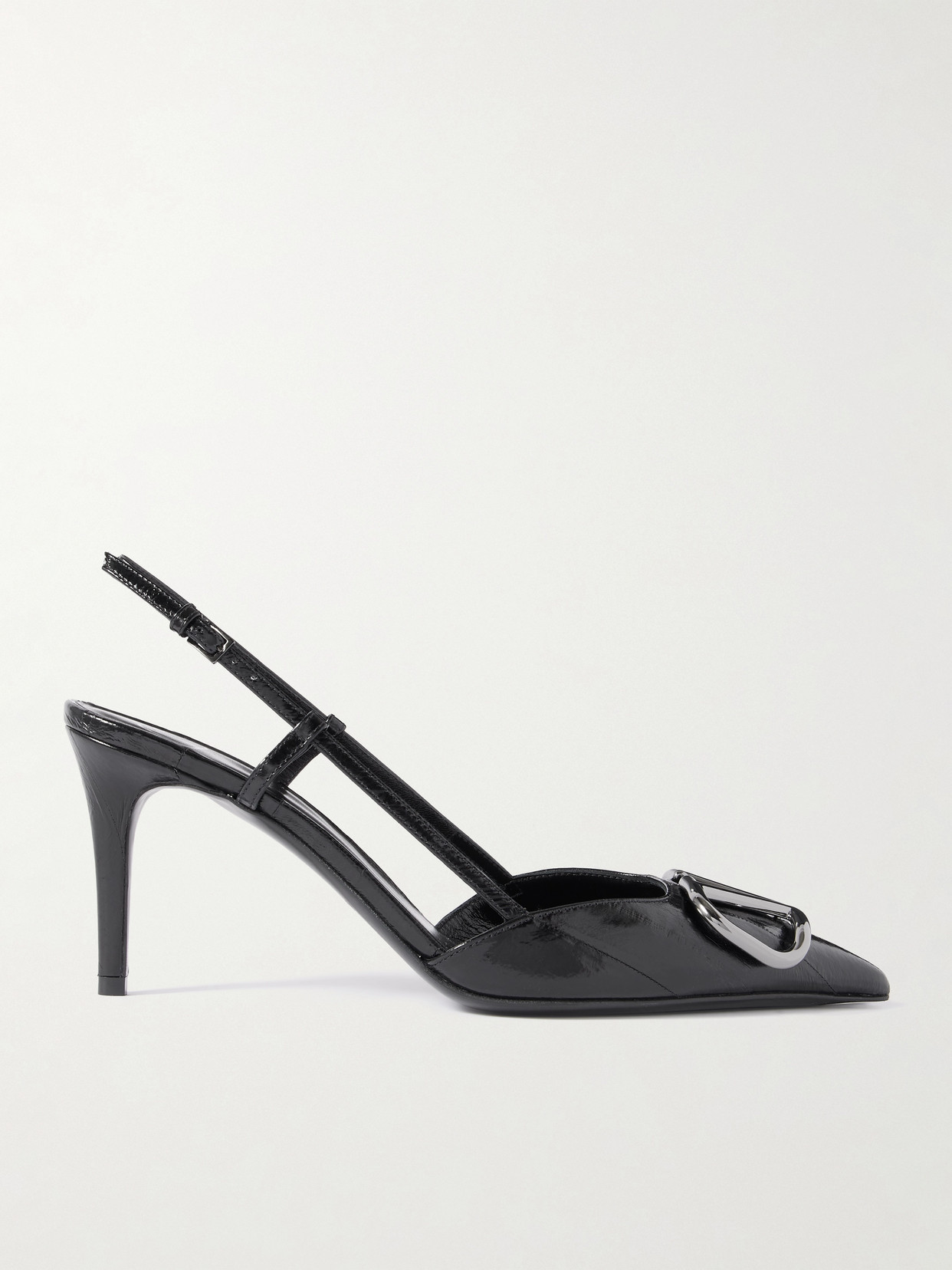 Valentino Garavani - Vlogo Patent-leather Slingback Pumps - Black
