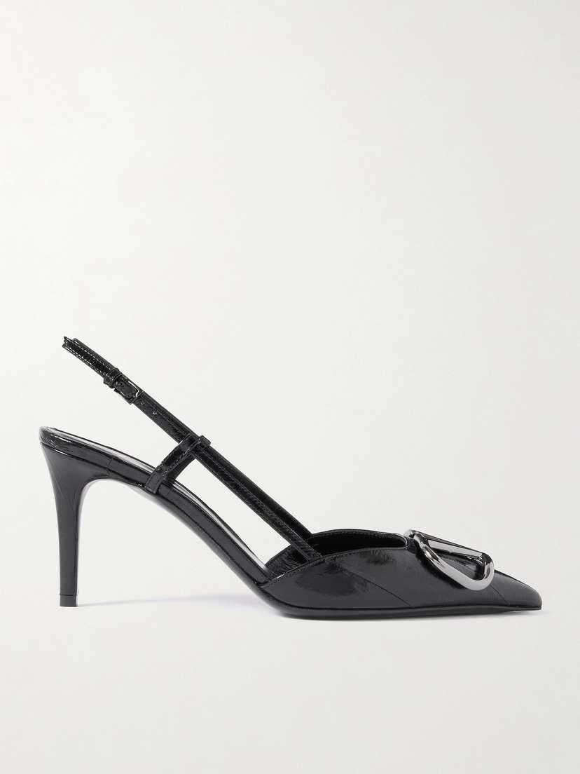 Valentino Garavani Vlogo Patent-leather Slingback Pumps