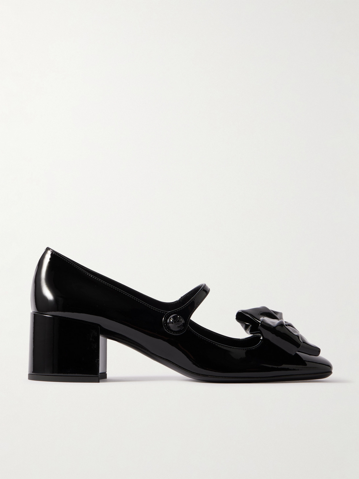 Valentino Garavani - Bow-embellished Patent-leather Mary-jane Pumps - Black