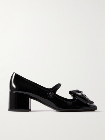 Valentino Garavani Bow-embellished patent-leather Mary-Jane pumps