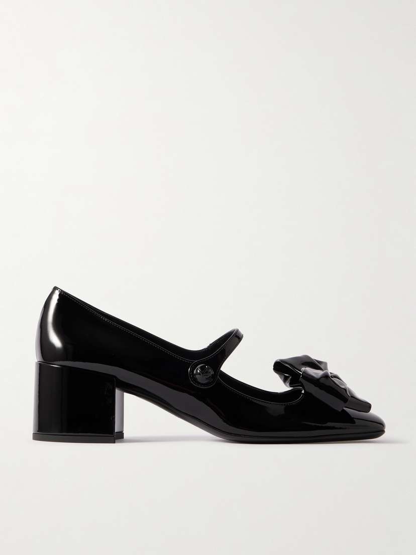 Valentino Garavani Bow-embellished Patent-leather Mary-jane Pumps
