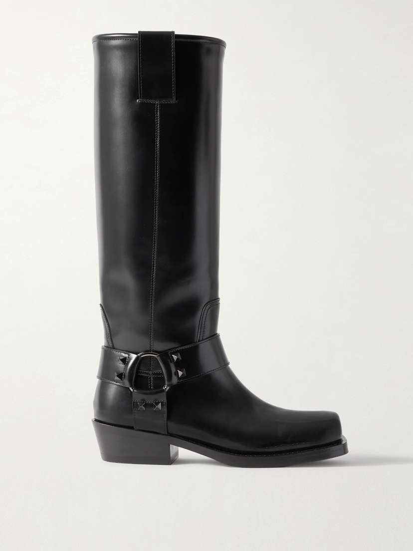 Valentino Garavani Rockstud 40 Leather Knee Boots
