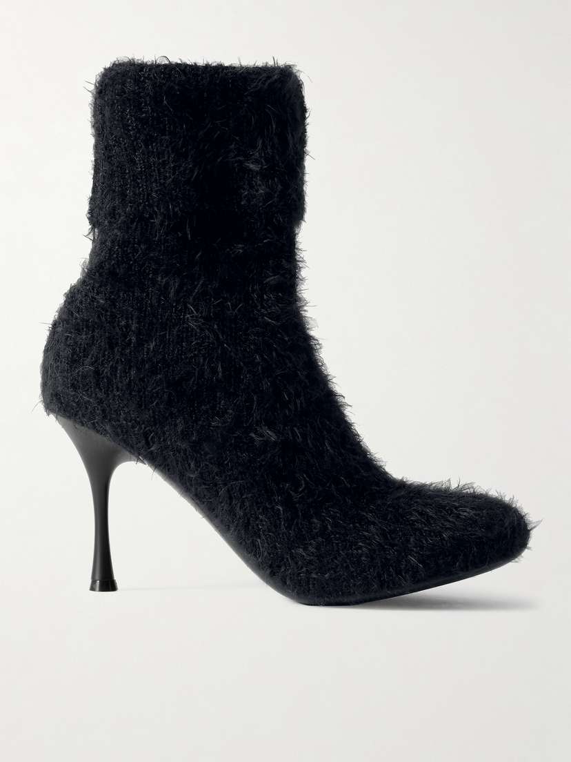 Gianvito Rossi Aspen 95 Brushed Ribbed-knit Ankle Boots