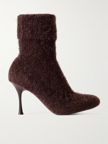 GIANVITO ROSSI Aspen 95 brushed ribbed-knit ankle boots