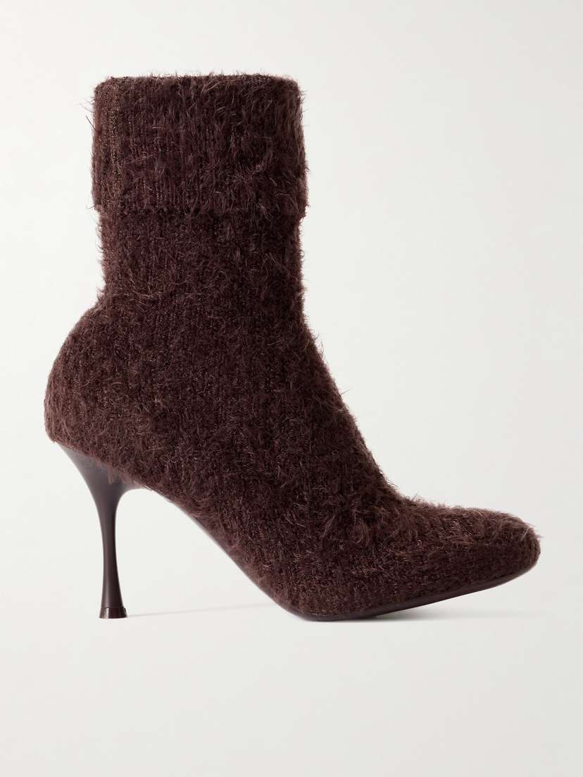 Gianvito Rossi Aspen 95 Brushed Ribbed-knit Ankle Boots