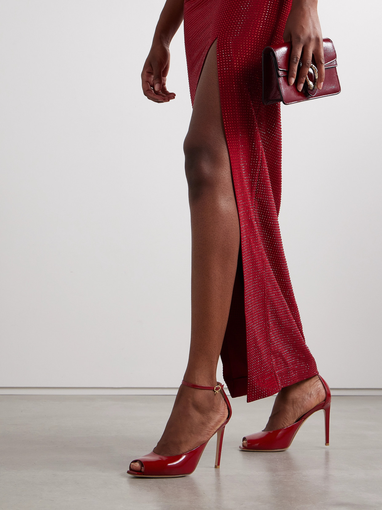 Gianvito Rossi Nuit 95 Glossed-leather Pumps In Burgundy