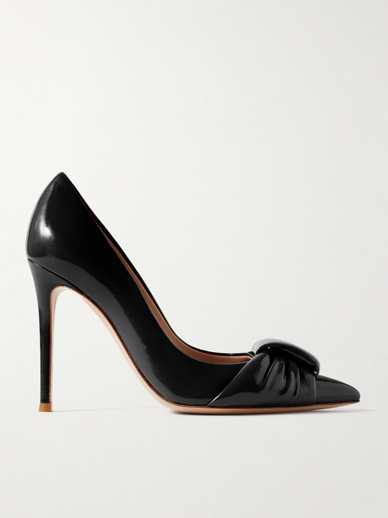 Gianvito Rossi - 95 Gathered Glossed-leather Pumps - Black