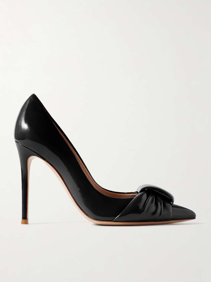 Gianvito Rossi 95 Gathered Glossed-leather Pumps