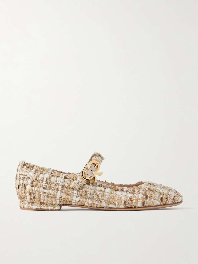 Gianvito Rossi Tweed Mary Jane Ballet Flats - IT37