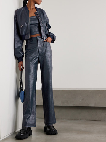 ROTATE Birger Christensen Rotie woven recycled-faux leather straight-leg pants