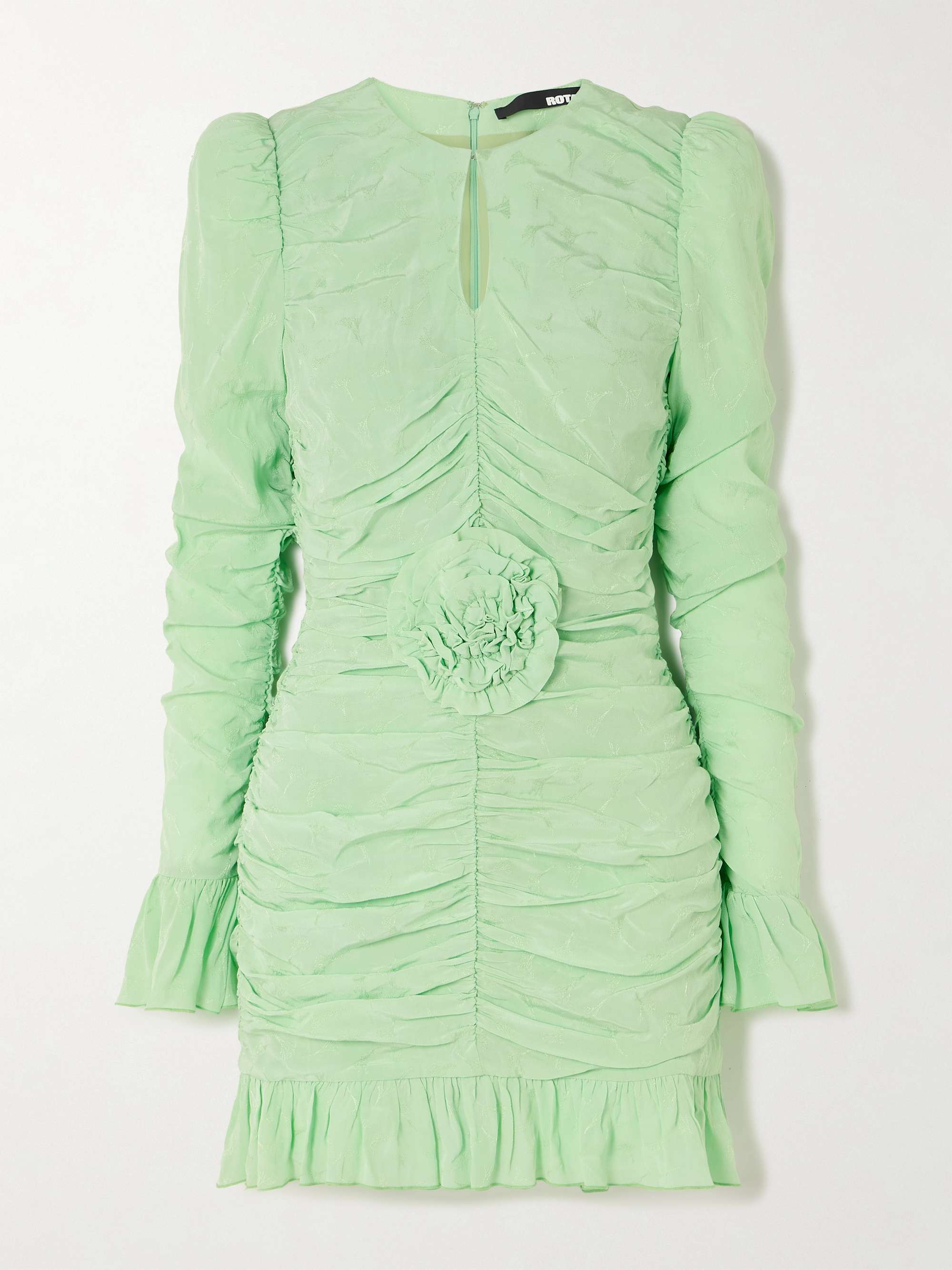 ROTATE BIRGER CHRISTENSEN Torana appliqued ruched satin jacquard mini dress NET A PORTER