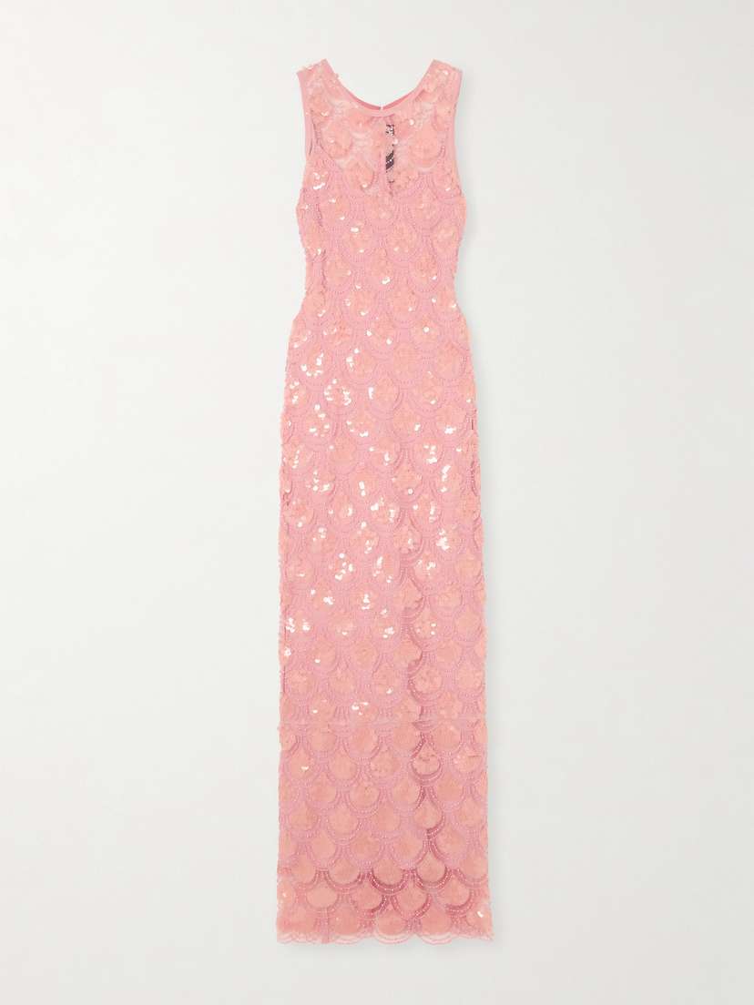 Rotate Birger Christensen Embellished Sequined Recycled-tulle Gown