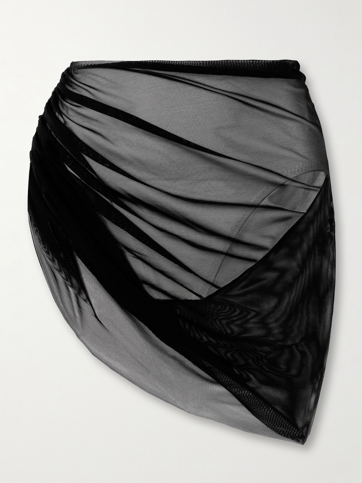 Shop Norma Kamali Diana Layered Ruched Tulle Bikini Brief In Black