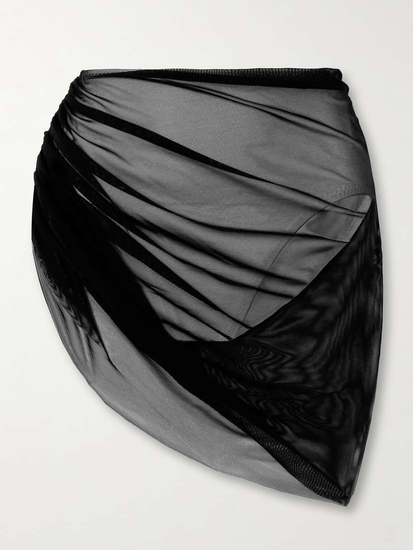 Norma Kamali Diana Layered Ruched Tulle Bikini Brief