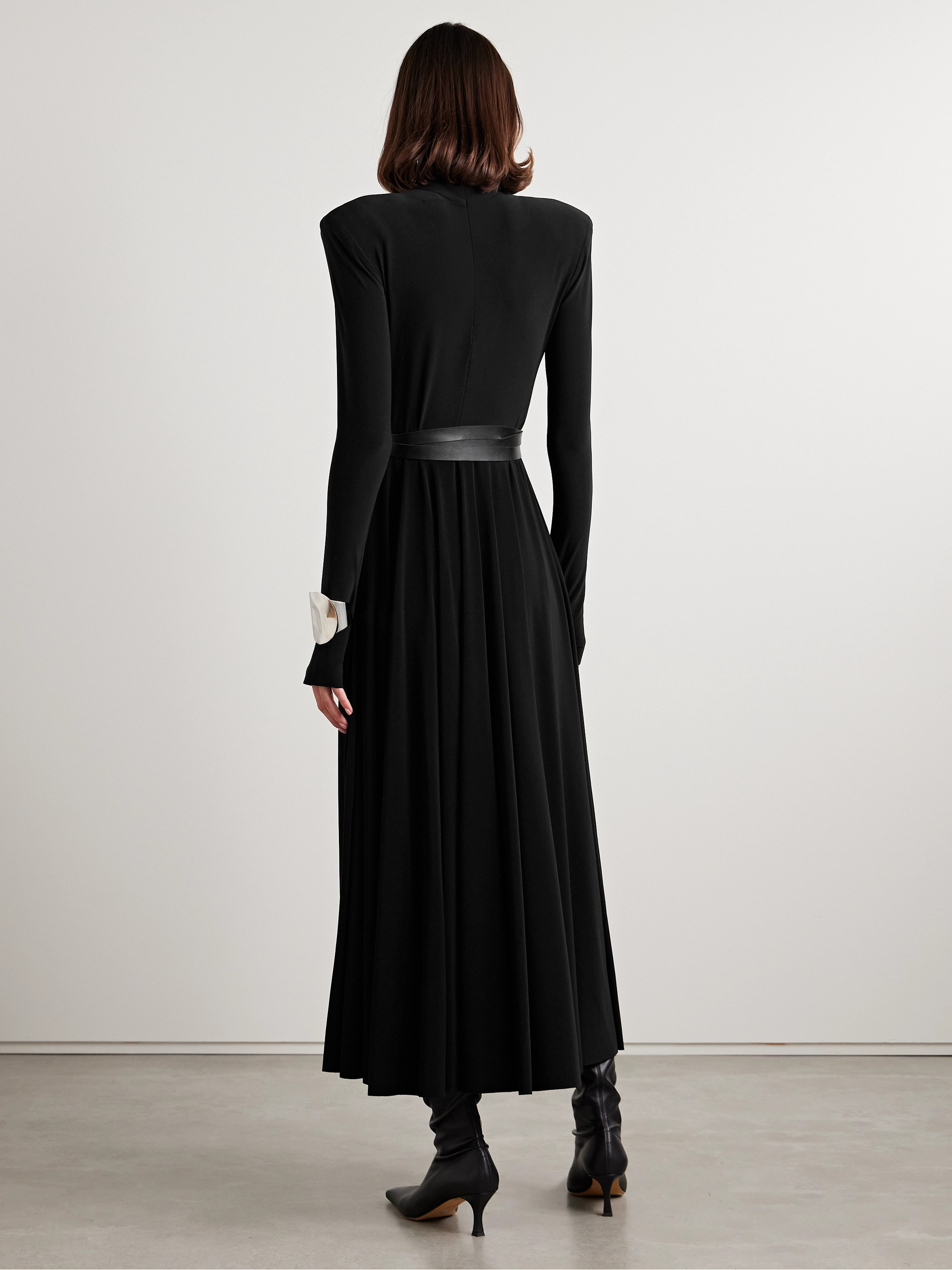 Norma Kamali - Belted stretch-jersey turtleneck midi dress | Plush