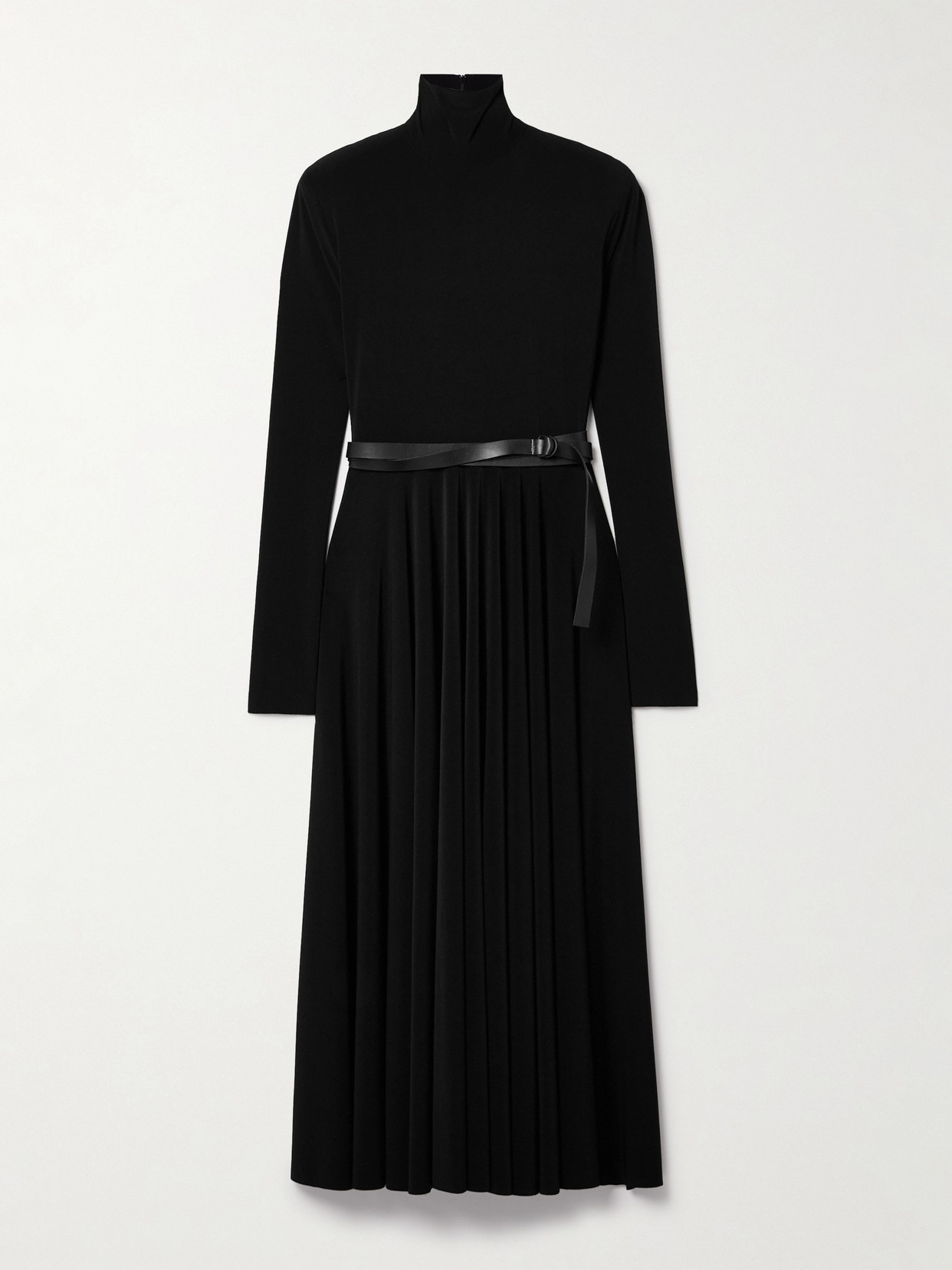 Norma Kamali Belted Stretch-jersey Turtleneck Midi Dress In Black