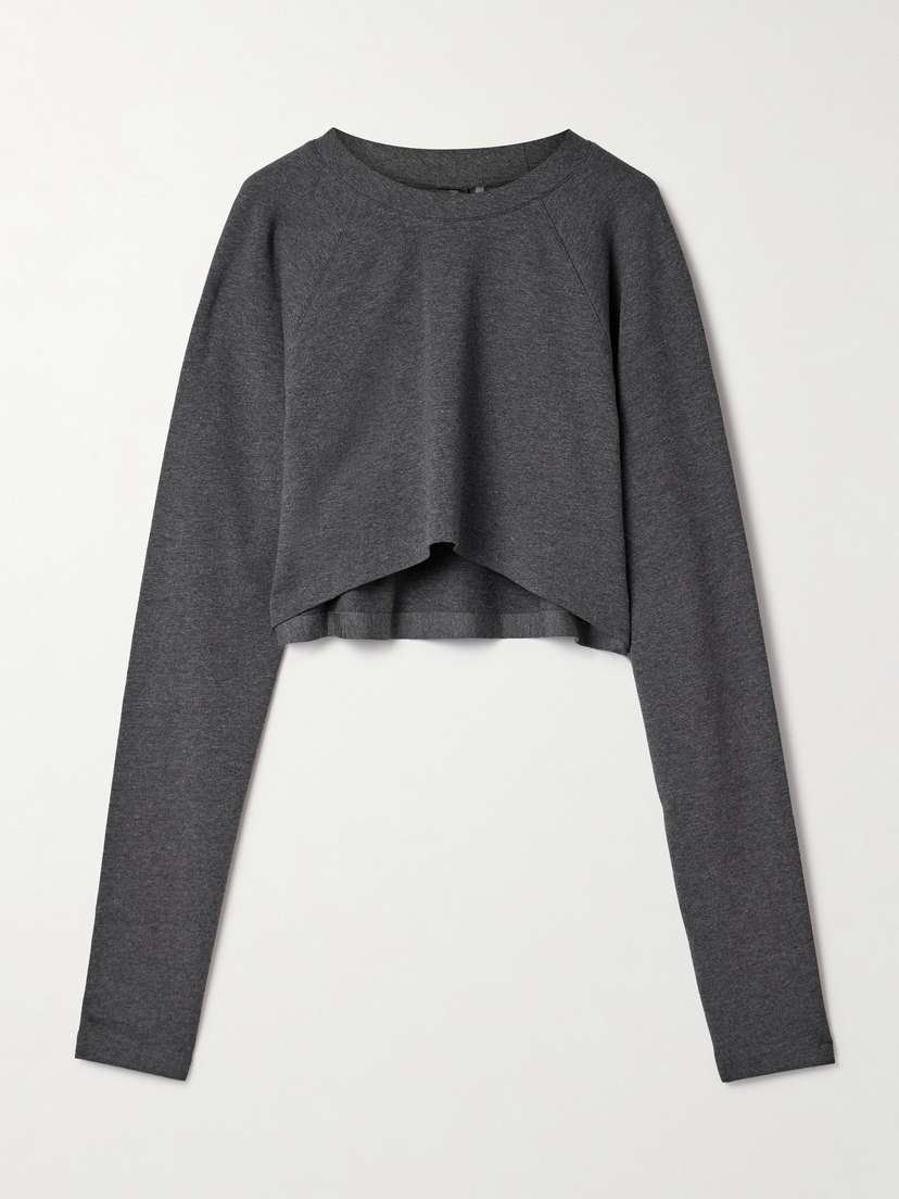 Norma Kamali Cropped Cotton-blend Jersey Top