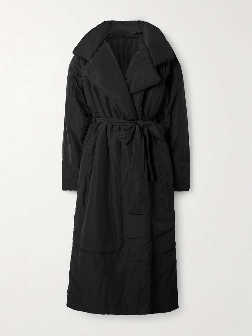 Norma Kamali Belted Padded Shell Coat