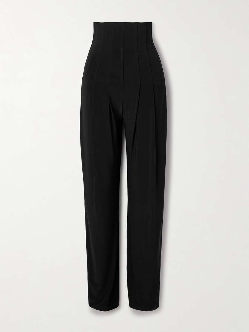 Norma Kamali Pleated Stretch-jersey Straight-leg Pants - x large