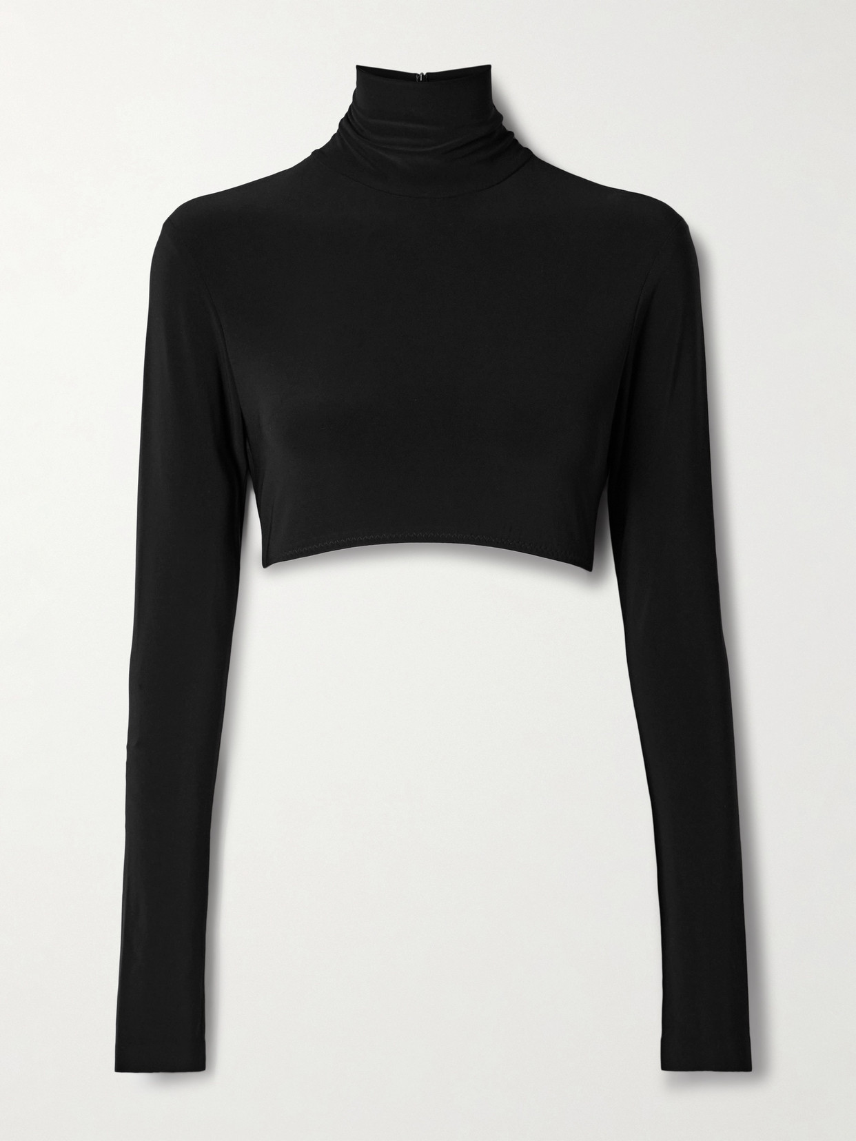 Norma Kamali - Cropped Stretch-jersey Turtleneck Top - Black