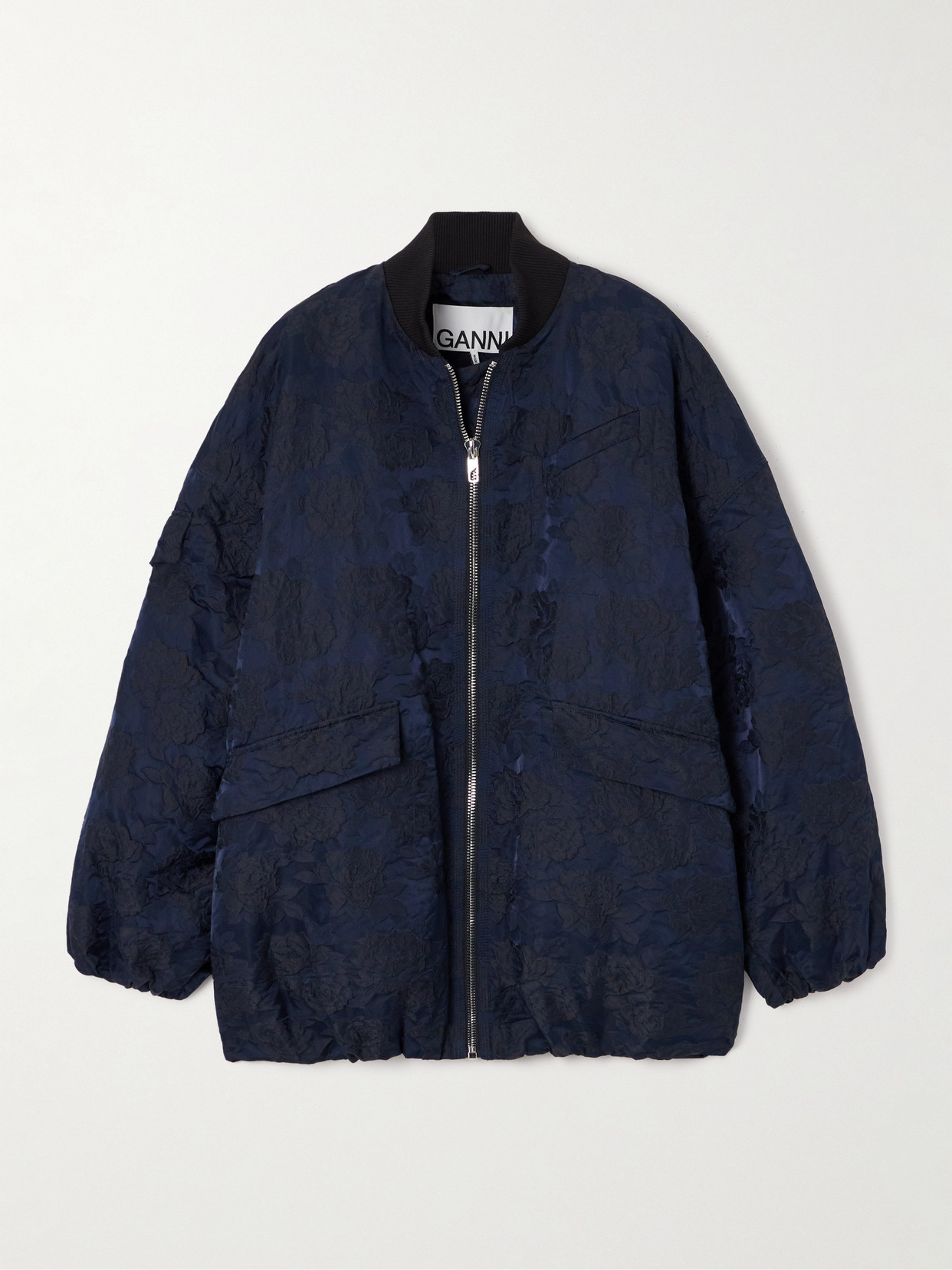 Ganni Botanic Jacquard Jacket In Blue